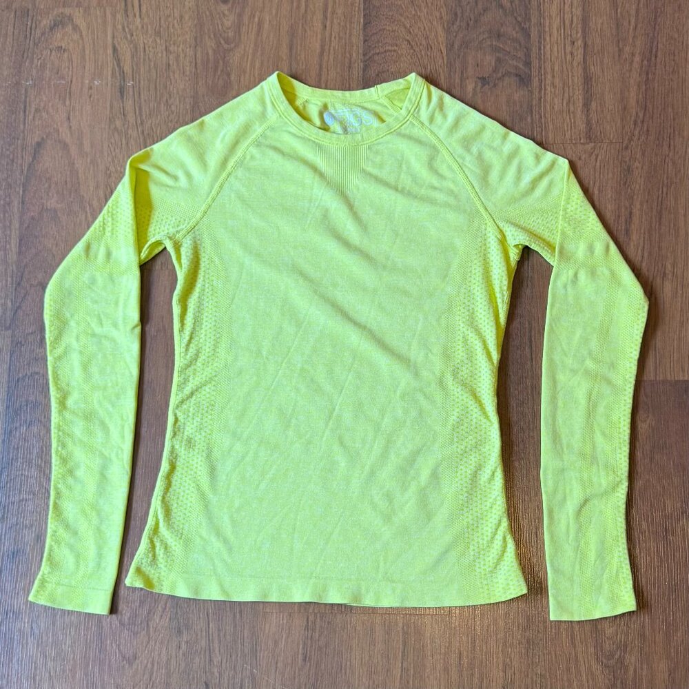 Figs Citron Seamless Salta Long Sleeve Underscrub Top XS Yellow